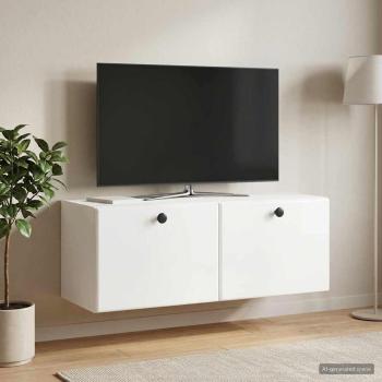 ARDEBO.de - Wandmontierter TV-Schrank 78,5 x 31 x 30 cm Hochglanz Weiß