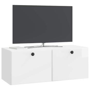Wandmontierter TV-Schrank 78,5 x 31 x 30 cm Hochglanz Weiß