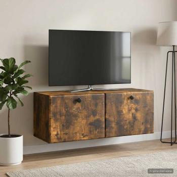 Wandmontierter TV-Schrank 78,5 x 31 x 30 cm Geräucherte Eiche