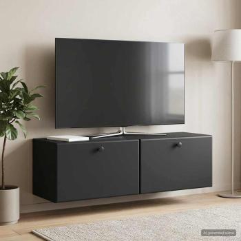 ARDEBO.de - Wandmontierter TV-Schrank 98 x 31 x 30 cm Schwarz Holzwerkstoff