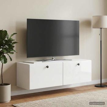 ARDEBO.de - Wandmontierter TV-Schrank 98 x 31 x 30 cm Hochglanz Weiß