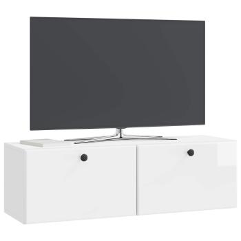 Wandmontierter TV-Schrank 98 x 31 x 30 cm Hochglanz Weiß