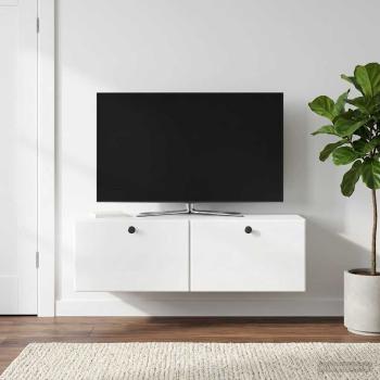 Wandmontierter TV-Schrank 98 x 31 x 30 cm Hochglanz Weiß