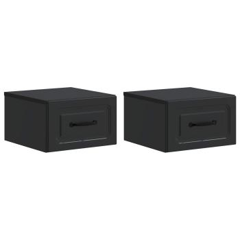 Wandmontierter Nachttisch 2 stk. Schwarz 34,5 x 33 x 20 cm