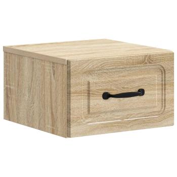 Wandmontierter Nachttisch 2 stk. Sonoma-Eiche 34,5 x 33 x 20 cm