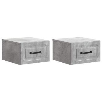Wandmontierter Nachttisch 2 stk. Betongrau 34,5 x 33 x 20 cm