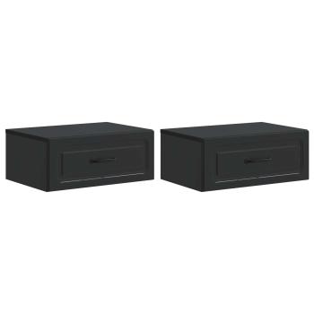 Wandmontierter Nachttisch 2 Stk. Schwarz 49 x 34,5 x 20 cm