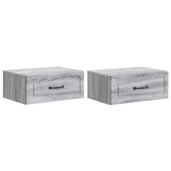 Wandmontierter Nachttisch 2 Stk. Sonoma-Grau 49 x 34,5 x 20 cm