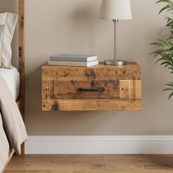 ARDEBO.de - Wandmontierter Nachttisch Altholz 49 x 34,5 x 20 cm