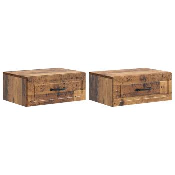 Wandmontierter Nachttisch 2 Stk. Altholz 49 x 34,5 x 20 cm