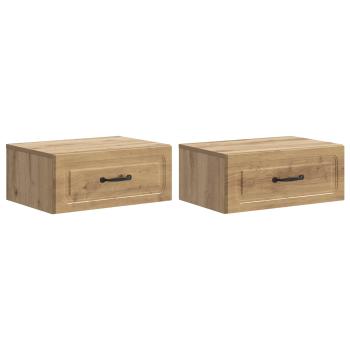 Wandmontierter Nachttisch 2 stk. Artisan-Eiche