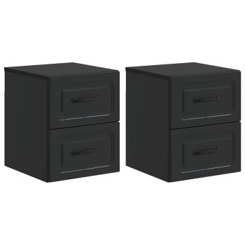 Wandmontierter Nachttisch 2 stk. Schwarz 34,5 x 33 x 40 cm