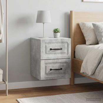 ARDEBO.de - Wandmontierter Nachttisch 2 stk. Betongrau 34,5 x 33 x 40 cm