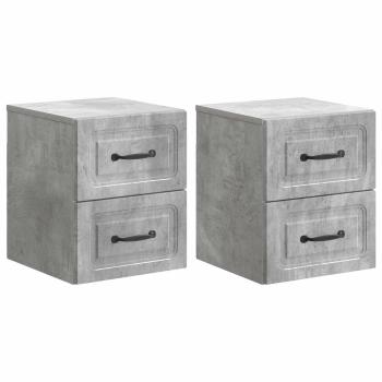 Wandmontierter Nachttisch 2 stk. Betongrau 34,5 x 33 x 40 cm