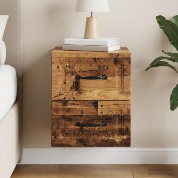 ARDEBO.de - Wandmontierter Nachttisch Altholz 34,5 x 33 x 40 cm