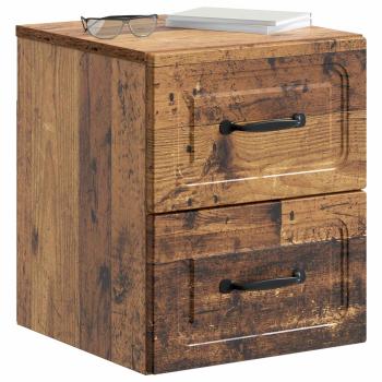 Wandmontierter Nachttisch 2 stk. Altholz 34,5 x 33 x 40 cm