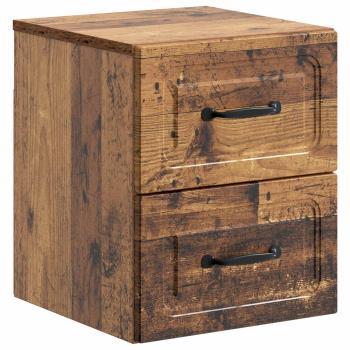Wandmontierter Nachttisch 2 stk. Altholz 34,5 x 33 x 40 cm