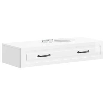 Wandmontierter Beistelltisch Hochglanz Weiß 87,5 x 34,5 x 17 cm