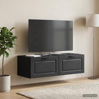 ARDEBO.de - Wandmontierter TV-Schrank Schwarz 98 x 41 x 30 cm Holzwerkstoff