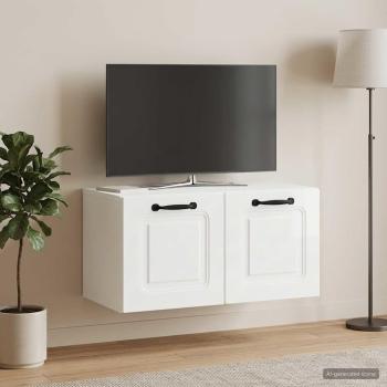 ARDEBO.de - Wandmontierter TV-Schrank Hochglanz Weiß 59,5 x 31 x 30 cm
