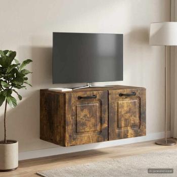 Wandmontierter TV-Schrank Geräucherte Eiche 59,5 x 31 x 30 cm
