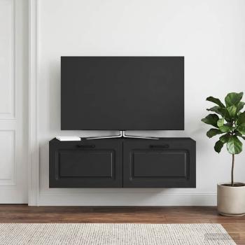 ARDEBO.de - Wandmontierter TV-Schrank Schwarz 98 x 31 x 30 cm Holzwerkstoff