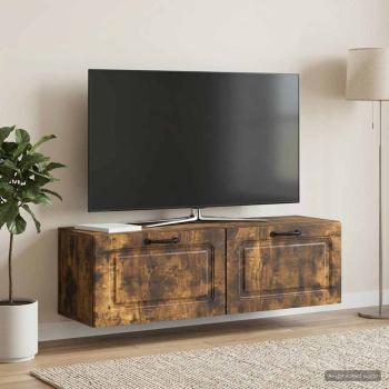 Wandmontierter TV-Schrank Geräucherte Eiche 98 x 31 x 30 cm
