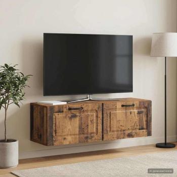 ARDEBO.de - Wandmontierter TV-Schrank Altholz 98 x 31 x 30 cm Holzwerkstoff