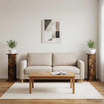 ARDEBO.de - Pflanzenständer 2 stk. Geräucherte Eiche 30,5 x 30 x 80,5 cm