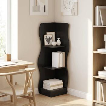 ARDEBO.de - Eckregal Schwarz 34 x 33 x 102 cm Holzwerkstoff