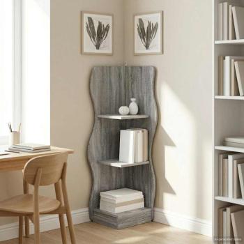 ARDEBO.de - Eckregal Sonoma-Grau 34 x 33 x 102 cm Holzwerkstoff