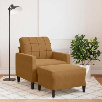 ARDEBO.de - Sessel mit Hocker Braun 60 cm Samt