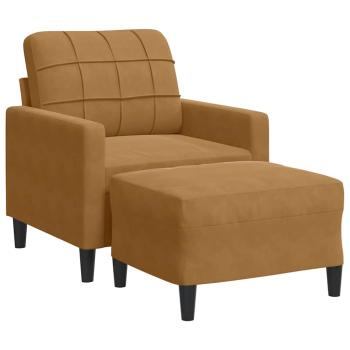 Sessel mit Hocker Braun 60 cm Samt