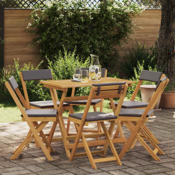 ARDEBO.de - Außen Bistro-Stühle 6 stk. Dunkelgrau Massivholz Akazie