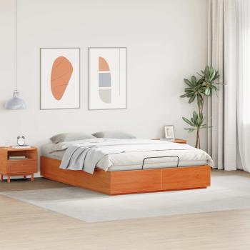 Ottoman-Bettgestell mit Stauraum Wachsbraun 135 x 190 cm