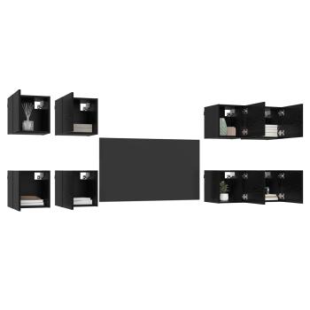 Wandmontiertes TV-Regal 8 stk. Schwarz Eichen-Optik