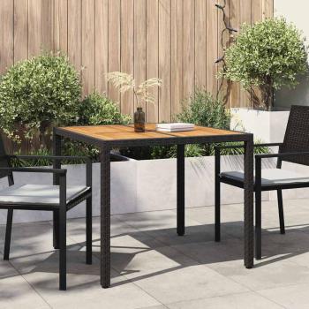 ARDEBO.de - Gartentisch Schwarz 90 x 90 x 75 cm Poly-Rattan