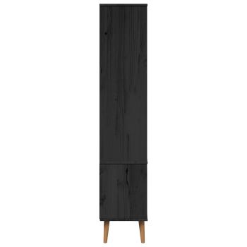 Glasvitrine MOLDE 90 x 35 x 175 cm Massives Kiefernholz Schwarz