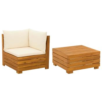 Garten-Lounge-Set mit Kissen 2 Stück Braun Massivholz Akazie