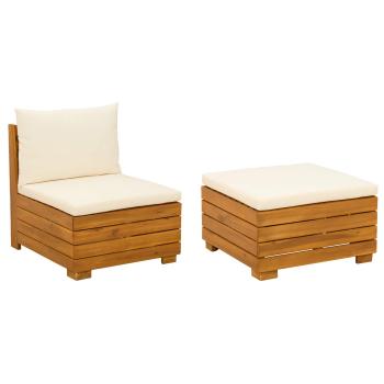 Garten-Lounge-Set mit Kissen 2 Stück Braun Massivholz Akazie