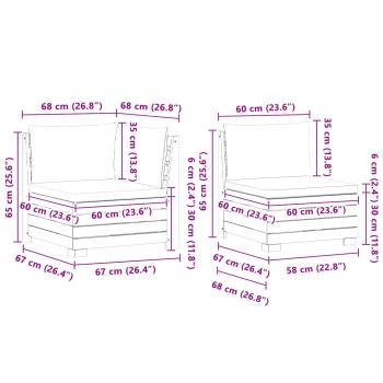 Garten-Lounge-Set mit Kissen 2 Stück Braun Massivholz Akazie