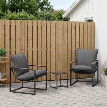 ARDEBO.de - Gartensofa-set 3 stk. Schwarz und Anthrazit Stahl