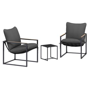 Gartensofa-set 3 stk. Schwarz und Anthrazit Stahl