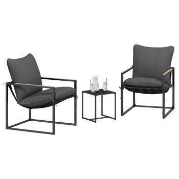 Gartensofa-set 3 stk. Schwarz und Anthrazit Stahl