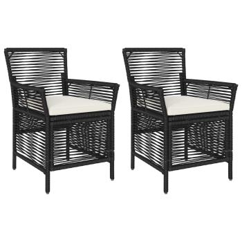 Gartenstuhl 2 stk. Schwarz und Creme Poly-Rattan