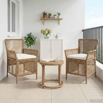 ARDEBO.de - Gartenstuhl 2 stk. Beige und Creme Poly-Rattan