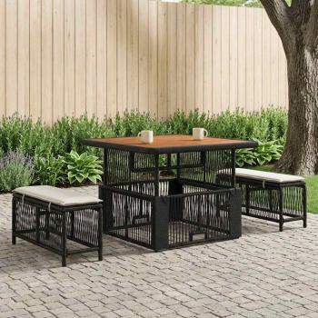 ARDEBO.de - Garten Essgruppe 3 stk. 2-Sitzer Beige und Creme Poly-Rattan