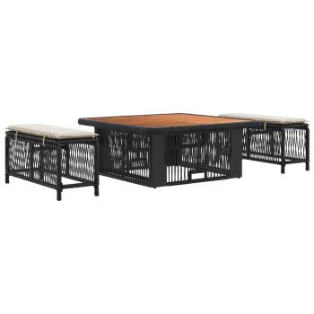 Garten Essgruppe 3 stk. 2-Sitzer Beige und Creme Poly-Rattan