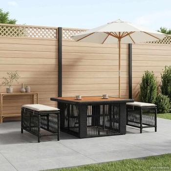 Garten Essgruppe 3 stk. 2-Sitzer Beige und Creme Poly-Rattan