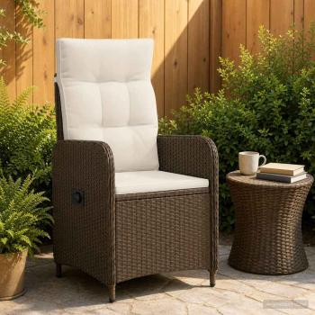 ARDEBO.de - Verstellbarer Gartenstuhl Braun und Creme Weiß
